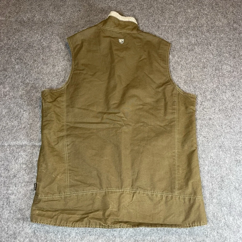 Kuhl Burr Vintage Patina Dye Vest Mens L Brown Canvas Sherpa Collar Outdoors